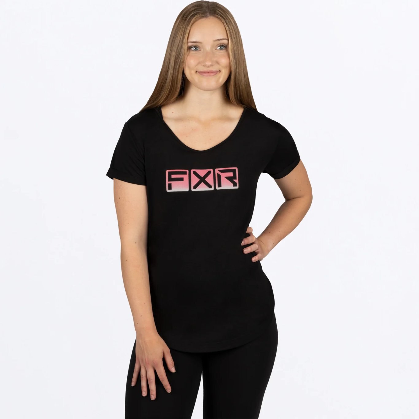 Lotus Active T Shirt Blk/Dusty Rose