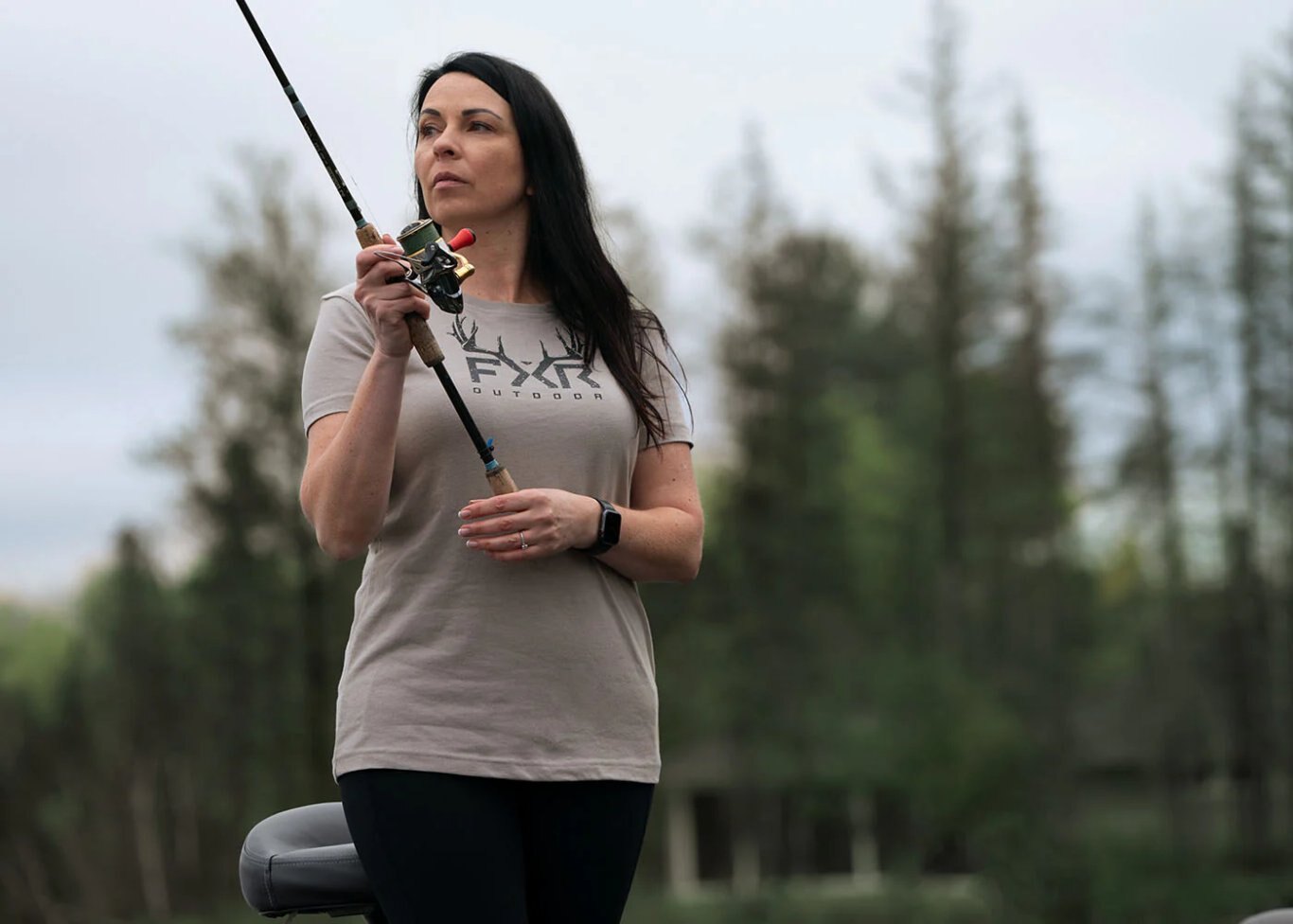 Antler Prem T Shirt Stone/Blk