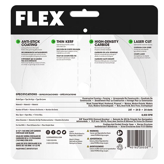 FLEX 6 1/2 24T CARBIDE CIRCULAR SAW BLADE