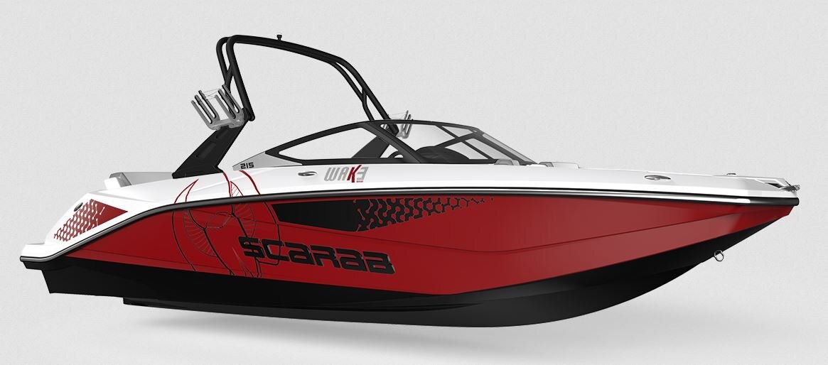 2024 Scarab Jet 215 WAKE ID BLACK/CRIMSON RED W/GRAPHICS