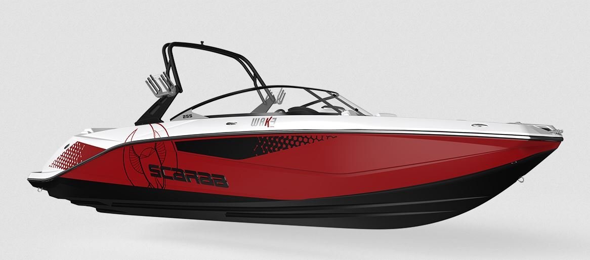 2024 Scarab Jet 255 WAKE ID BLACK/CRIMSON RED W/GRAPHICS