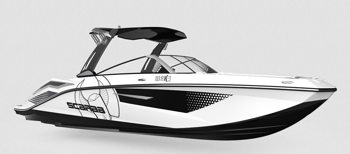 2024 Scarab Jet 285 WAKE ID BLACK/VELOCITY WHITE W/GRAPHICS