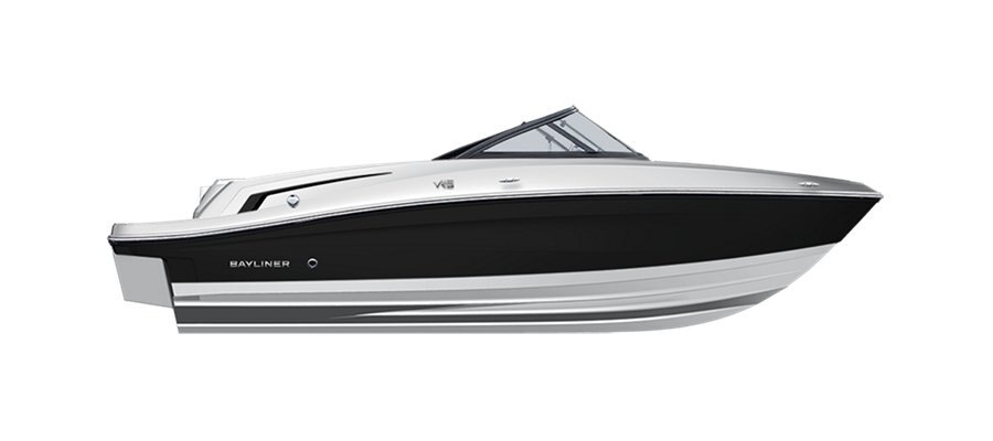 2025 Bayliner VR5 Bowrider Coque noire côtés (fond blanc)