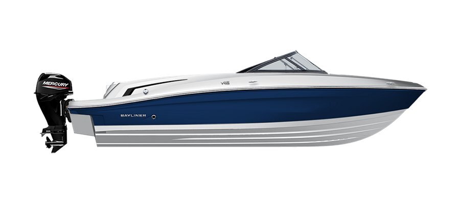 2025 Bayliner VR6 Bowrider Coque bleue côtés (fond blanc)