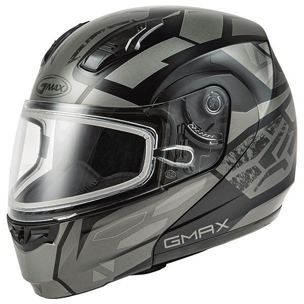 490 4687D XL GMAX MD04 FULL FACE MODULAR HELMET VAULT BLACK/GREY DOUBLE LENS