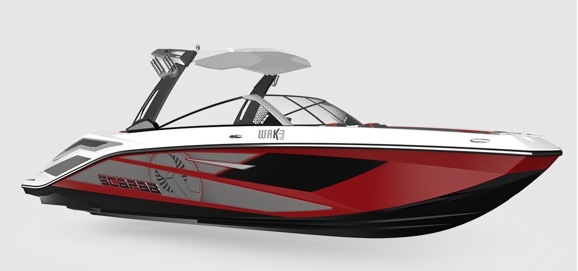 2026 Scarab 285 LX WAKE Black/Crimson Red