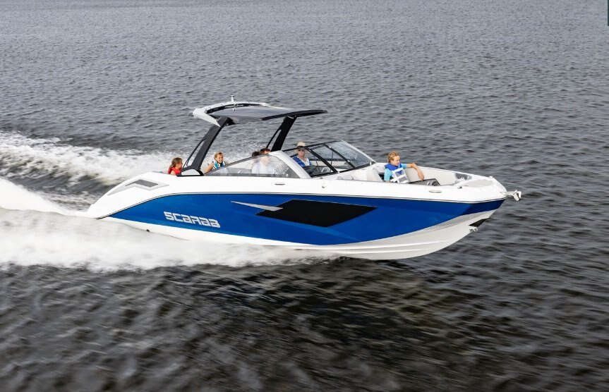 2026 Scarab 285 LX WAKE Black/Afterburner Orange