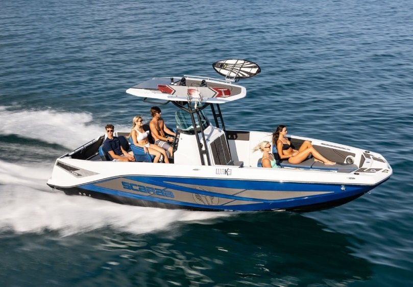 2026 Scarab 255 Open LX Black/Denim Blue