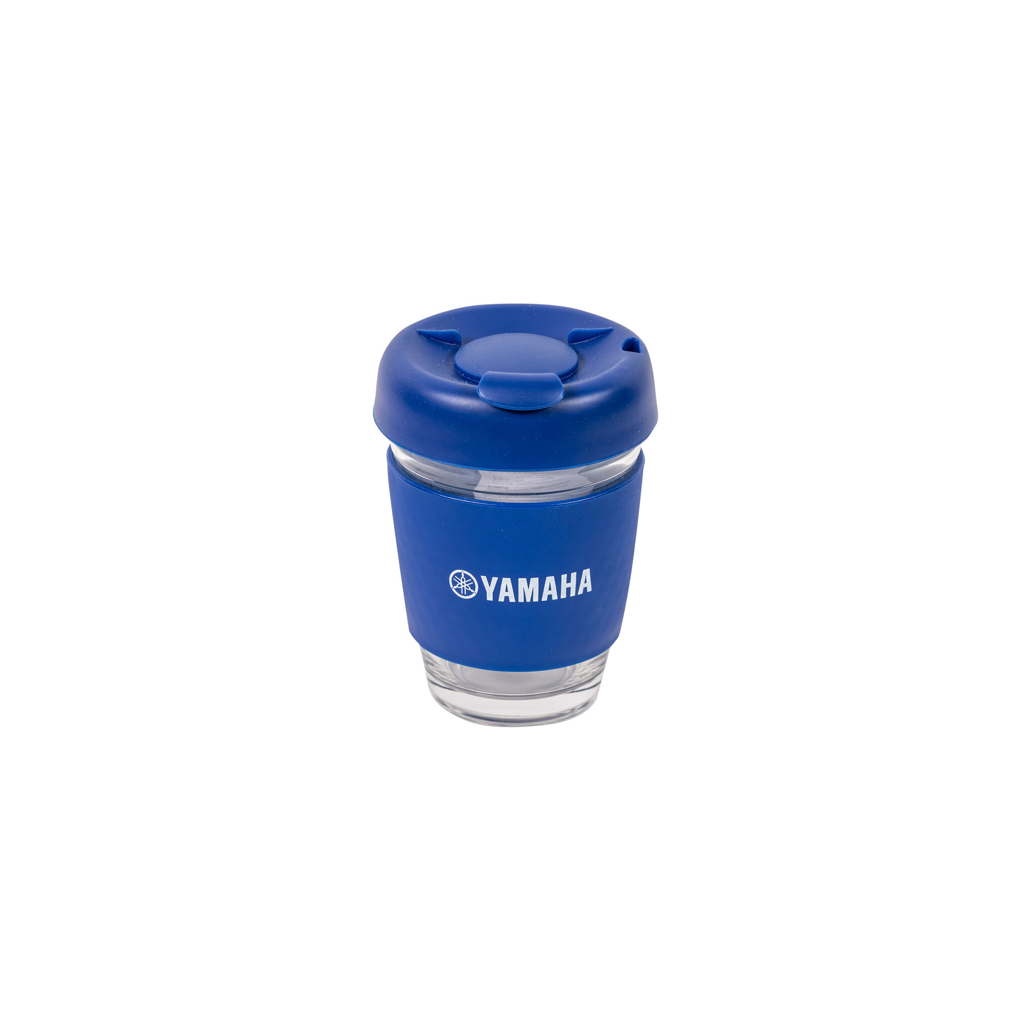 Yamaha Glass Tumbler with Silicone Lid blue