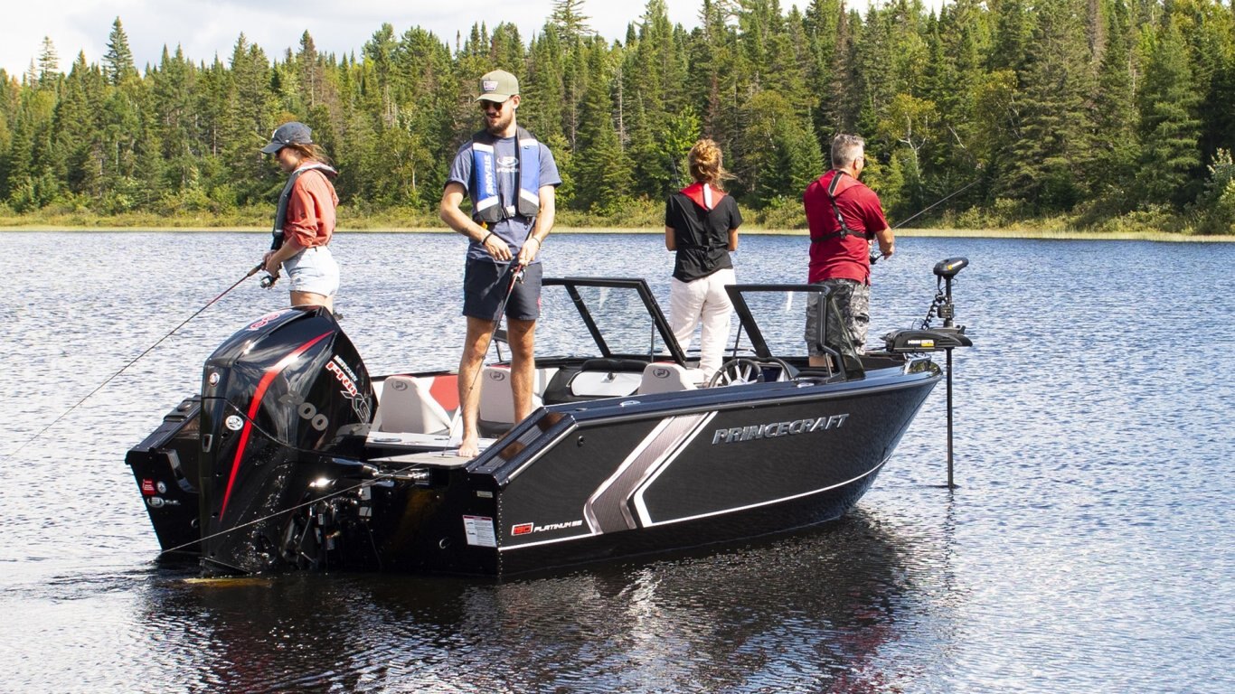 2025 Princecraft Platinum 190 Platinum metallic grey (red accent)