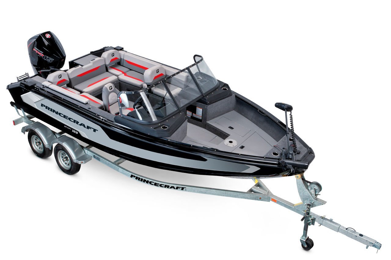 2025 Princecraft Sport 188 Anthracite grey (red accent)