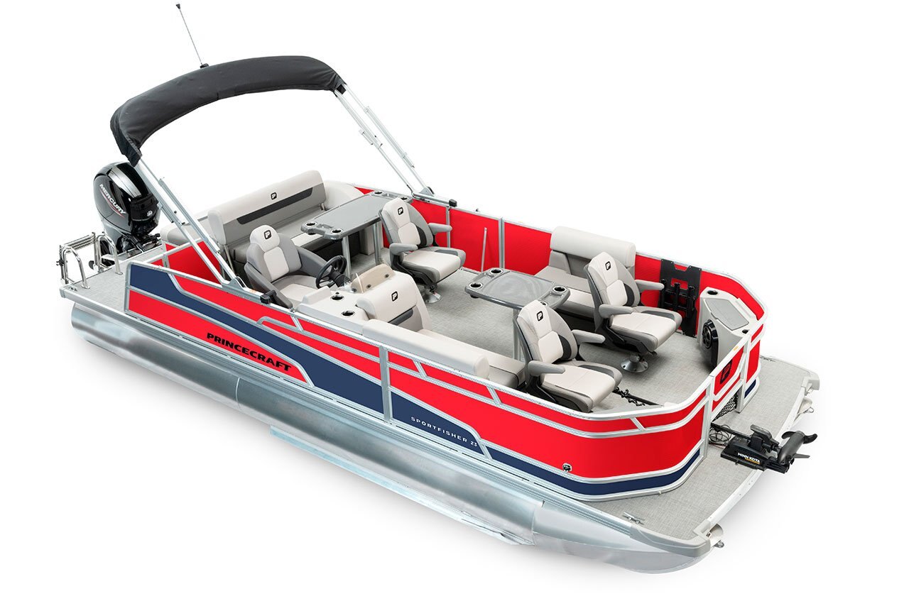 2025 Princecraft Sportfisher 23 2S RL Ruby red Nautical Blue Edition