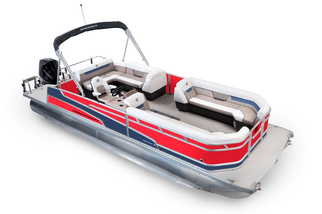 2025 Princecraft Vectra 25 RL Ruby red Nautical Blue Edition