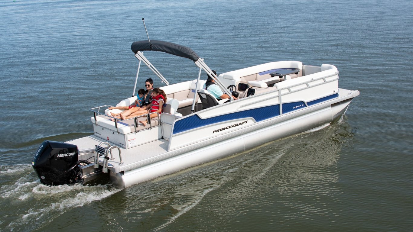 2025 Princecraft Vectra 25 RL Ruby red Nautical Blue Edition