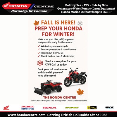 Winter Ready Service for your Motorcycle, ATV and Power Equipment