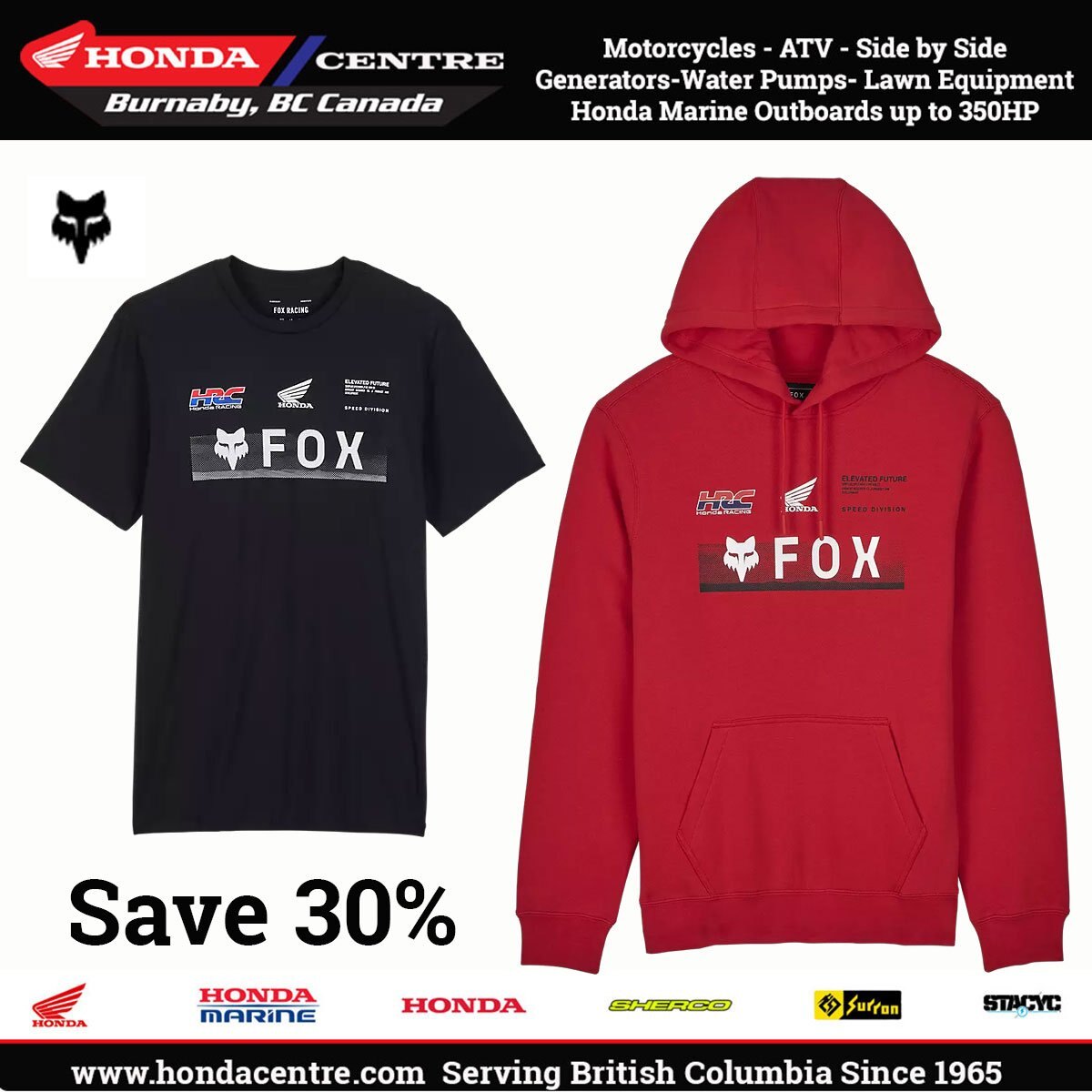 Fox Honda Branded T Shirts and Hoosies