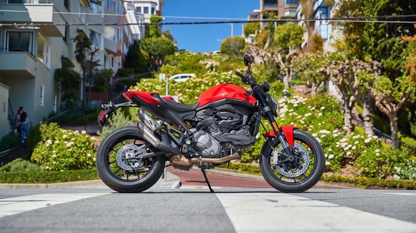 2025 Ducati Monster + Ducati Red with black wheels