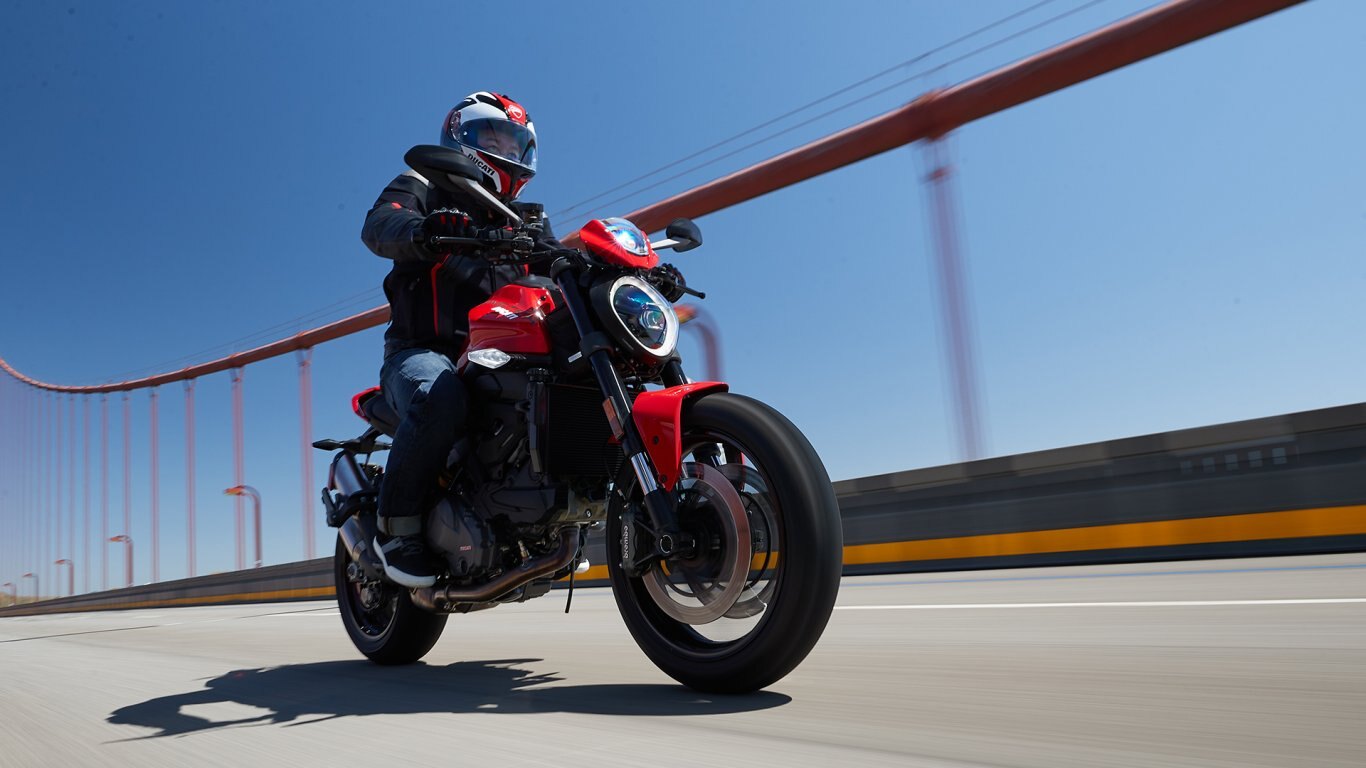2025 Ducati Monster + Ducati Red with black wheels