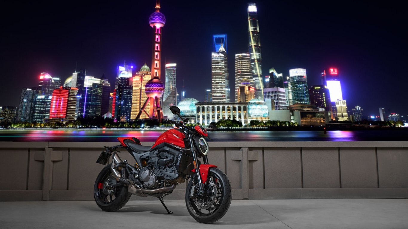 2025 Ducati Monster + Ducati Red with black wheels