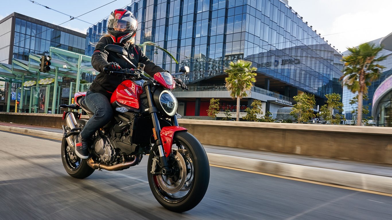 2025 Ducati Monster + Ducati Red with black wheels