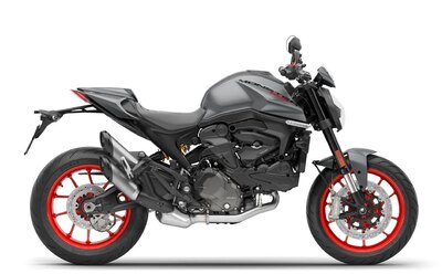 2025 Ducati Monster + Aviator Grey with GP Red wheels