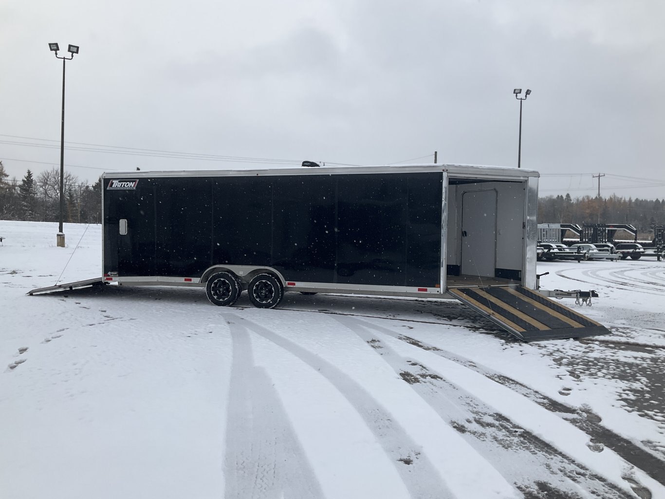 2019 Triton 8.5x22 Plus 5' V Nose All Aluminum Low Boy Snowmobile Trailer