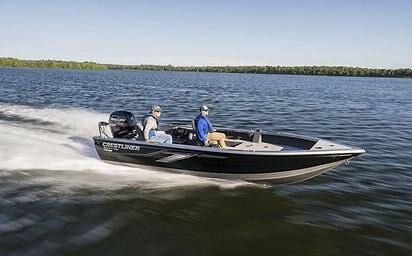 Crestliner 1850 PRO TILLER Black base True Blue accent