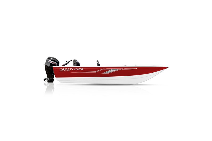 Crestliner 1850 PRO TILLER White base Fire Red accent