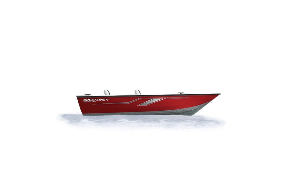 Crestliner 1750 PRO TILLER Silver base Fire Red accent
