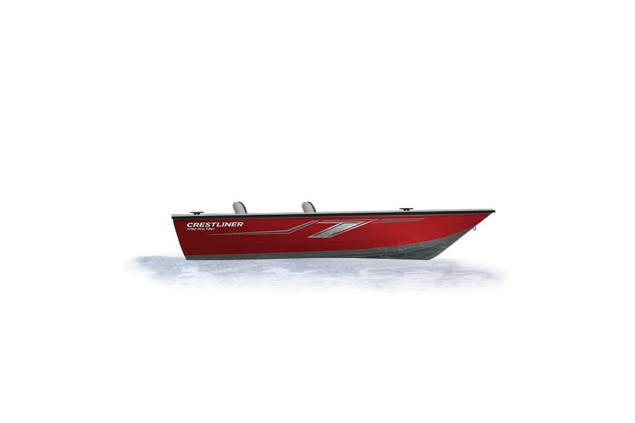 Crestliner 1750 PRO TILLER Gun Metal base Fire Red accent
