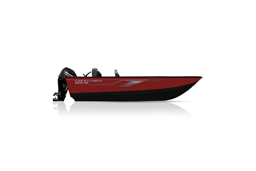 Crestliner 1650 PRO TILLER Black base Fire Red accent
