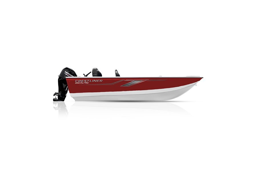 Crestliner 1650 PRO TILLER White base Fire Red accent