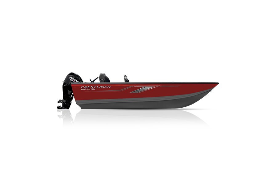 Crestliner 1650 PRO TILLER Gun Metal base Fire Red accent