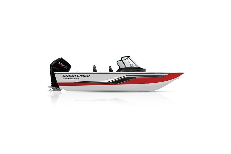 Crestliner 2050 FISH HAWK White base Fire Red accent