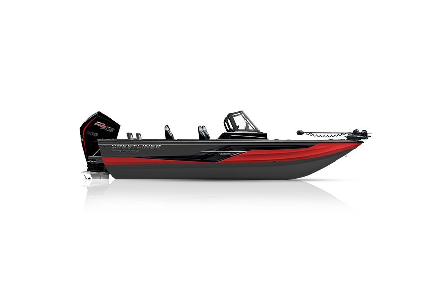 Crestliner 2050 FISH HAWK Gun Metal base Fire Red accent