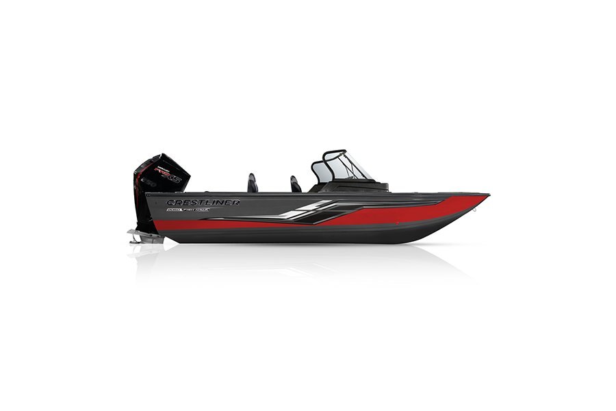 Crestliner 2050 FISH HAWK Gun Metal base Fire Red accent