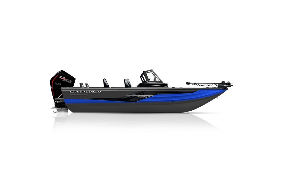 Crestliner 2050 FISH HAWK Gun Metal base True Blue accent