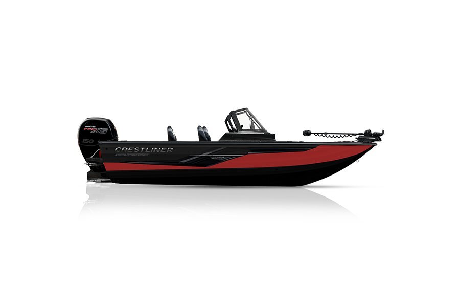 Crestliner 1850 FISH HAWK Black base Fire Red accent