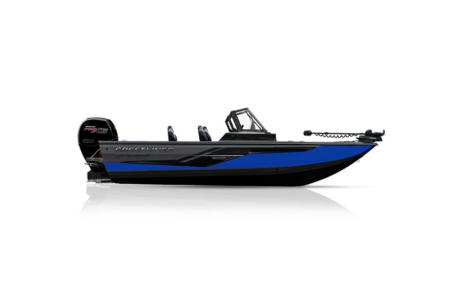 Crestliner 1850 FISH HAWK Gun Metal base True Blue accent