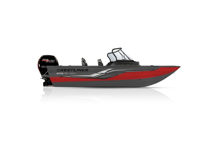 Crestliner 1850 FISH HAWK Gun Metal base Fire Red accent