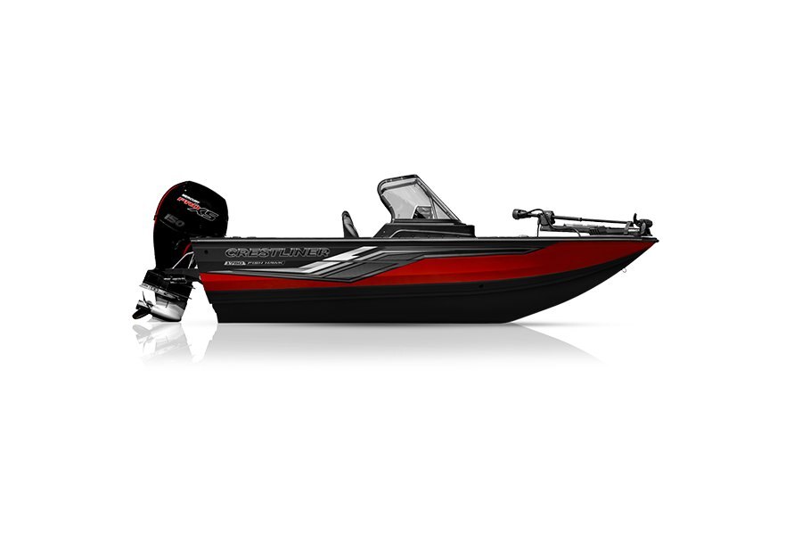 Crestliner 1750 FISH HAWK Black base Fire Red accent