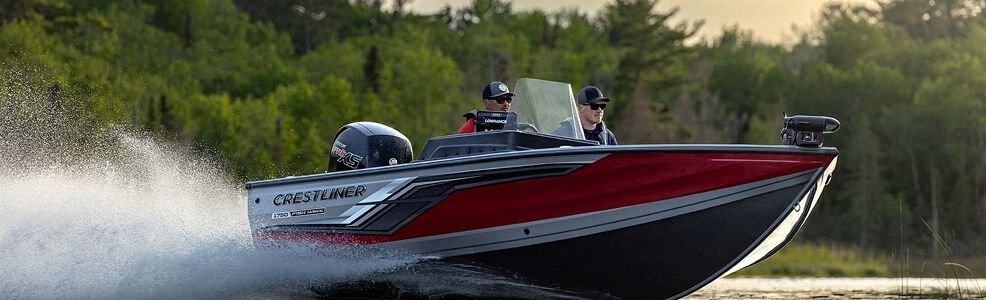Crestliner 1750 FISH HAWK Black base Fire Red accent