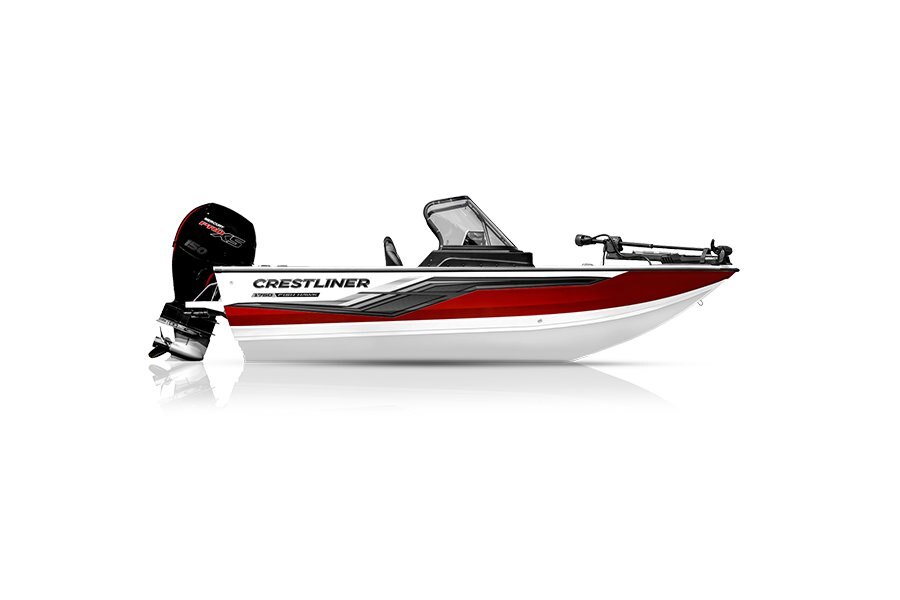 Crestliner 1750 FISH HAWK White base Fire Red accent