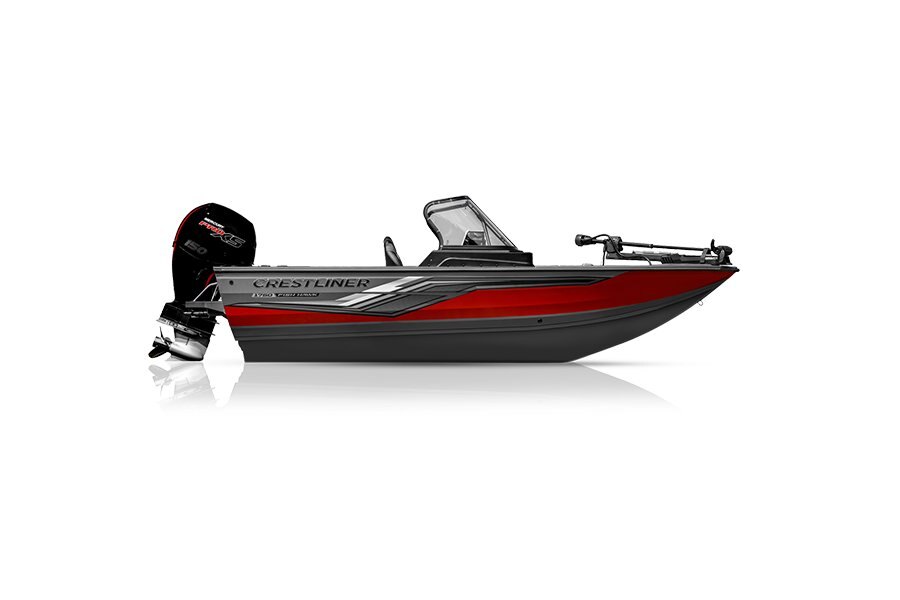 Crestliner 1750 FISH HAWK Gun Metal base Fire Red accent