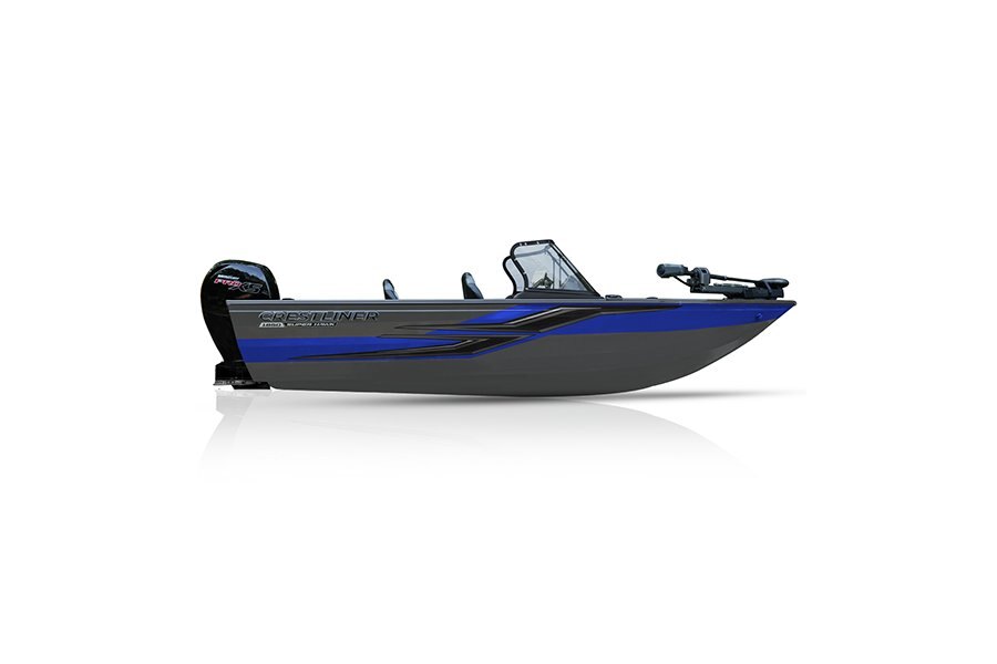Crestliner 1850 SUPER HAWK Gun Metal base True Blue accent