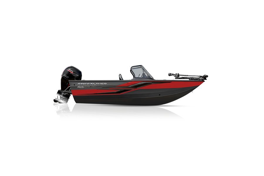 Crestliner 1750 SUPER HAWK Gun Metal base Fire Red accent