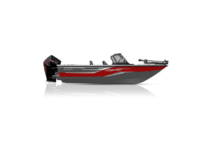 Crestliner 2050 SPORTFISH Gun Metal base Fire Red accent