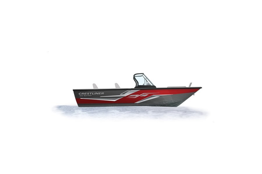 Crestliner 1950 SPORTFISH Gun Metal base Fire Red accent