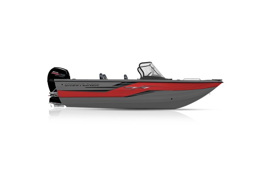 Crestliner 1850 SPORTFISH Gun Metal base Fire Red accent