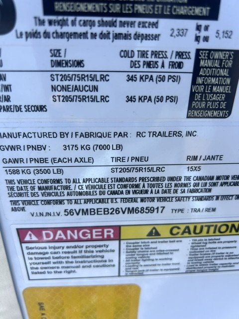 2027 Rc Trailers Cargo Trailer 7 x 14